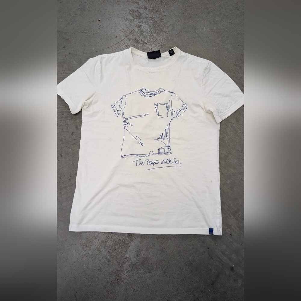 Scotch & Soda White Graphic T-Shirt, Small